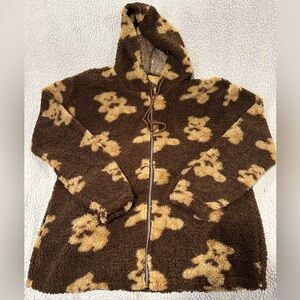 Brown and Tan Teddy Bear Print Hoodie